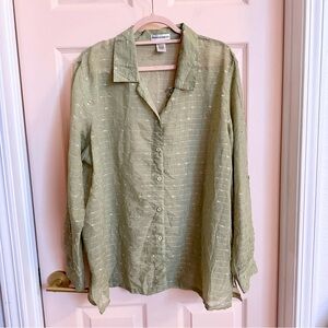 Green Draper and Damon’s button up